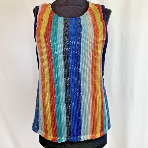 Eva Franco Coconinno Sequin Striped Top - Size Small NWT - Picture 2 of 6